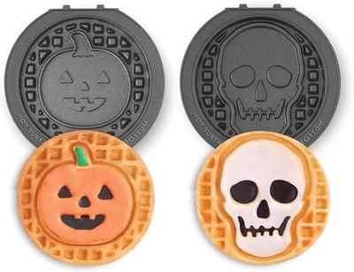 Multimaker Mini System Two 4  Nonstick Removable Waffle Plates (Skull & Jack-O-L