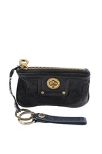 Marc By Marc Jacobs Womens Leather Small Logo Debossed Chain Hook Coin Bag Black