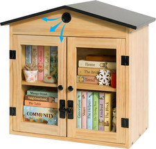 Little Library Box Outdoor Kit   Solid Wood Free Little Library with Metal Roof