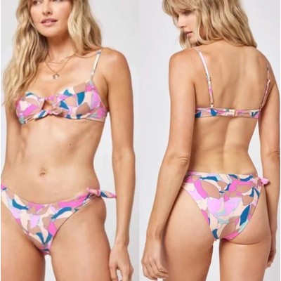 L Space Womens Bikini Top Large Pink Rose Abstract Floral Beach Resort Colorful