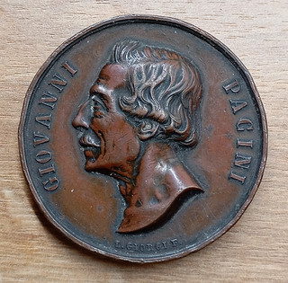 MEDAGLIA COMPOSITORE GIOVANNI PACINI 1875 L. GIORGI CATANIA PESCIA 1875 MUSICA