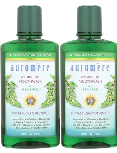 2-Pack Ayurvedic Mouthwash with Neem & Peelu, Alcohol-Free, 16oz (473ml) Sealed