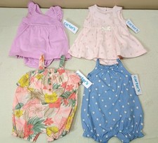 New Lot of 4 CARTERS Infant Girls Bodysuit Dresses Sz 3 Months