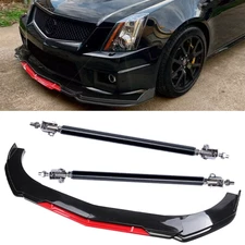 Front Bumper Lip Splitter Lower Spoiler Body Black+Red For Cadillac XTS ATS C