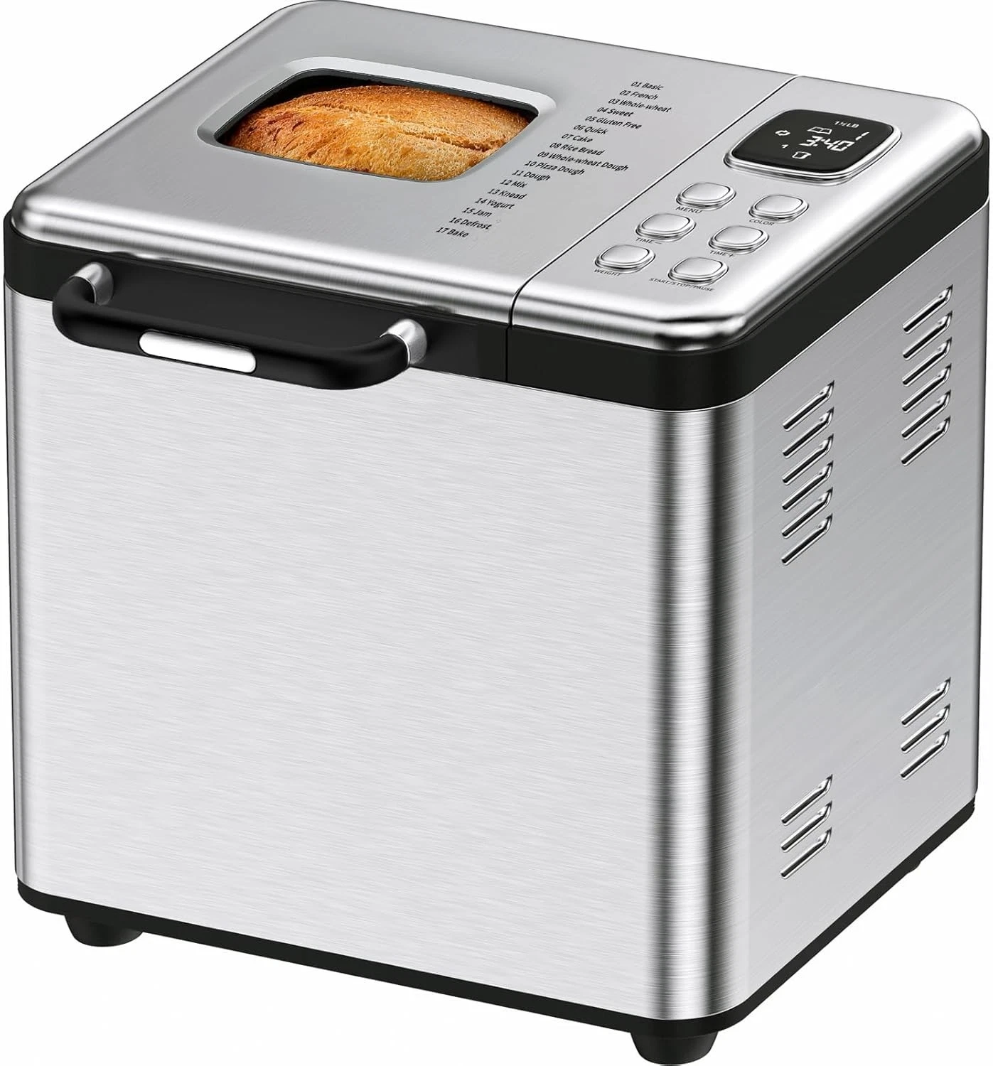 Bread Maker 2LB Stainless Steel Bread Machine 17-in-1 Automatic Settings