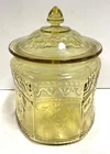 Vintage Federal Glass Patrician Spoke Light Amber Cookie Jar