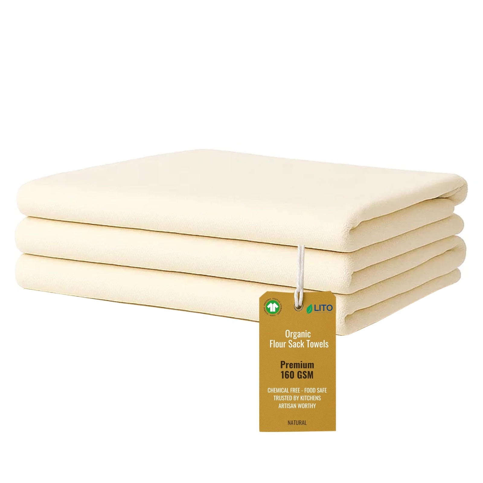 S | Tea Towel For Crafts| 18"x28"-pack Of 3, Organic Natural