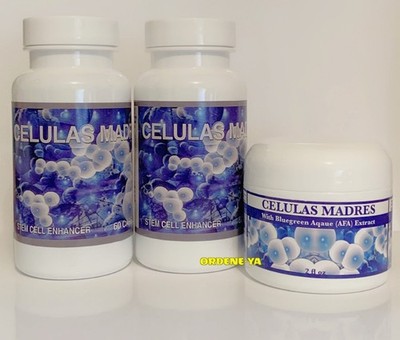 Celulas Madres AFA Extract Bundle 120 Caps Each + 1 Cream Stem Cell Support