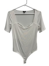Express Body Contour Bodysuit Size Medium Sweetheart Neck Thong White Minimalist