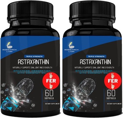 Research Labs Triple Strength Natural Astaxanthin 12mg Softgels + Extra... 