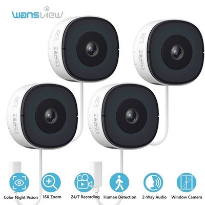 4Pack Wansview Window Camera WIFI6 Wired Security Camera System Indoor Camera