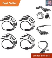 DC 1 Female to 4 Male Output Power Splitter Cable 4 Pcs 1 to 4 DC CCTV Camera...