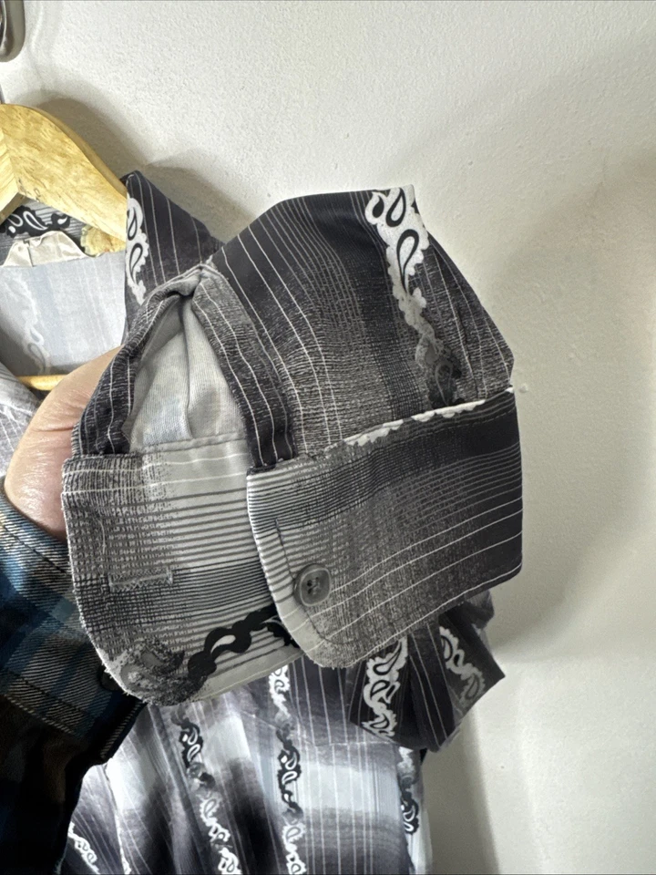 Camisa discoteca Capri West vintage años 70 estampado satinado cuello grande manga larga hombre L  Foto 3 de 4