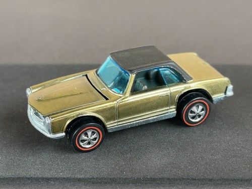 Vintage Hot Wheels Redline 1969 OLIVE Mercedes Benz 280SL w/BLACK Roof - STUNNER
