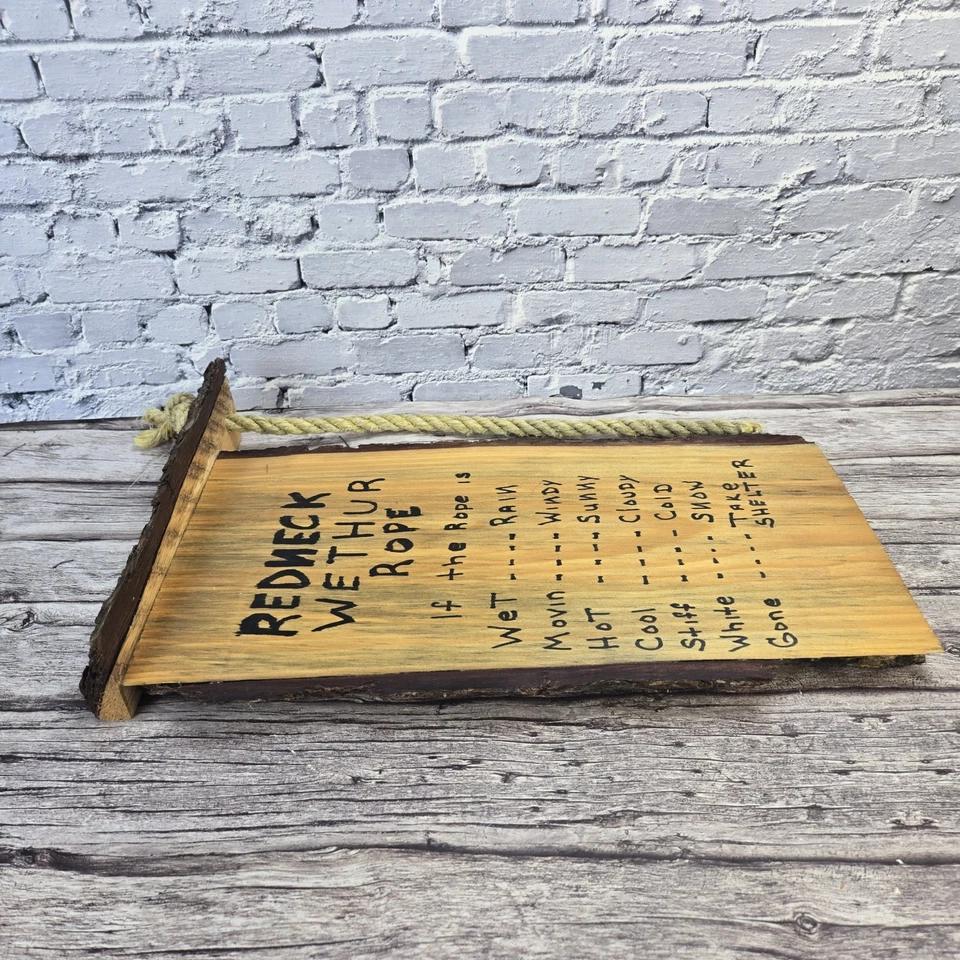 Cuerda climática de madera hecha a mano cuello rojo novedad divertido letrero regalo cabaña albergue Foto 4 de 4