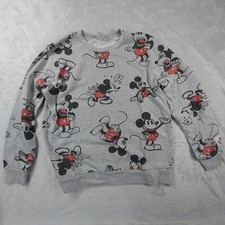 Disney 100 Mickey Mouse Sweatshirt Unisex XL Heather Gray All Over Print Winter