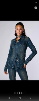 Studded denim  women shirt 