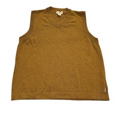 Woolrich Nutmeg Knit Sweater Vest Mens XL Brown Yellow Vneck Wool Blend