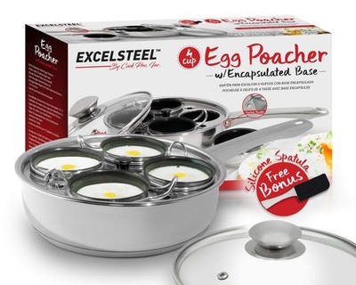 Non-Stick Egg Poacher for Induction Cooktop - 4 Cups, Rust Resistant, Kitchen Es