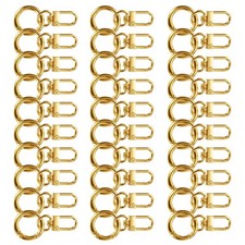 30pack Lobster Claw Clasp Keychains Swivel Trigger Clips Flat Split Rings Gold