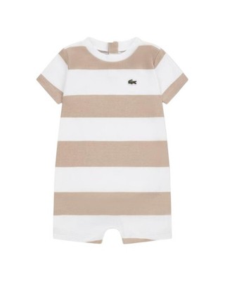 Lacoste Baby Strampler gestreift beige Weiß Lionne Interlock