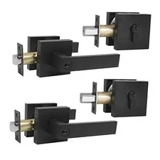  Square Entry Levers and Single 2 Pack Entry with Single Cylinder Deadbolt