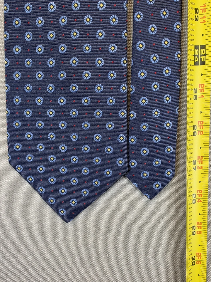 Corbata vintage Lauren Ralph Lauren para hombre 100 % seda hecha en EE. UU. azul geométrica de lujo Foto 2 de 4