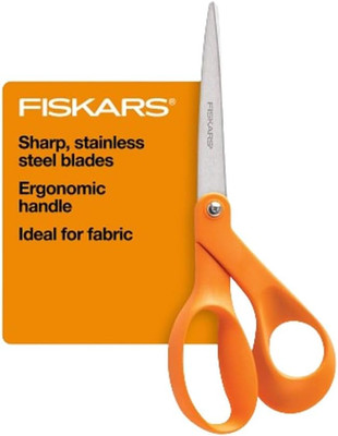 Fiskars 8'' Original Orange-Handled Stainless Steel Scissors, Ergonomic and Keeps