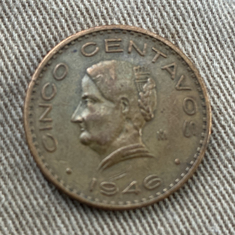 Mexico 1946 5 Centavos Bronze Coin Mo Variety KM#425 (Estados Unidos)