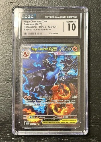 Pokemon Mega Charizard X Ex #125/094 CGC 10 Phantasmal Flames SIR