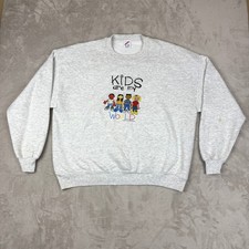 VTG Jerzees Sweatshirt Kids Are My World 2XL Unisex Gray Heathered USA Made Y2K