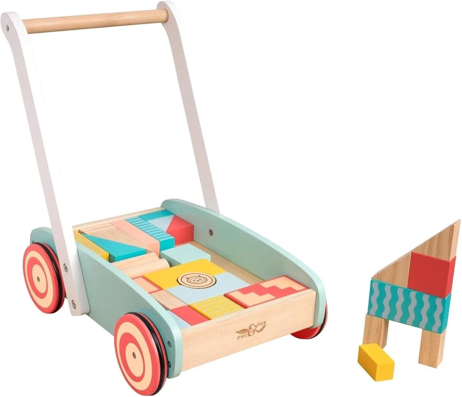Wooden Baby Blocks (29) With Push Along Walker - First Steps - Contents Complete
Opens in a new wind