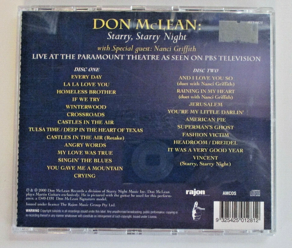 Starry, Starry Night, Don Mclean with Nanci Griffith - 2 CD - Image 4 of 4