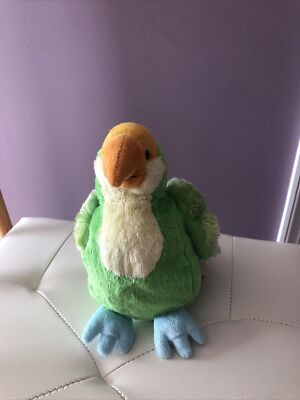 NO CODE - Ganz Webkinz Plush Bird Parakeet 10'' Green Yellow Parrot Blue Feet