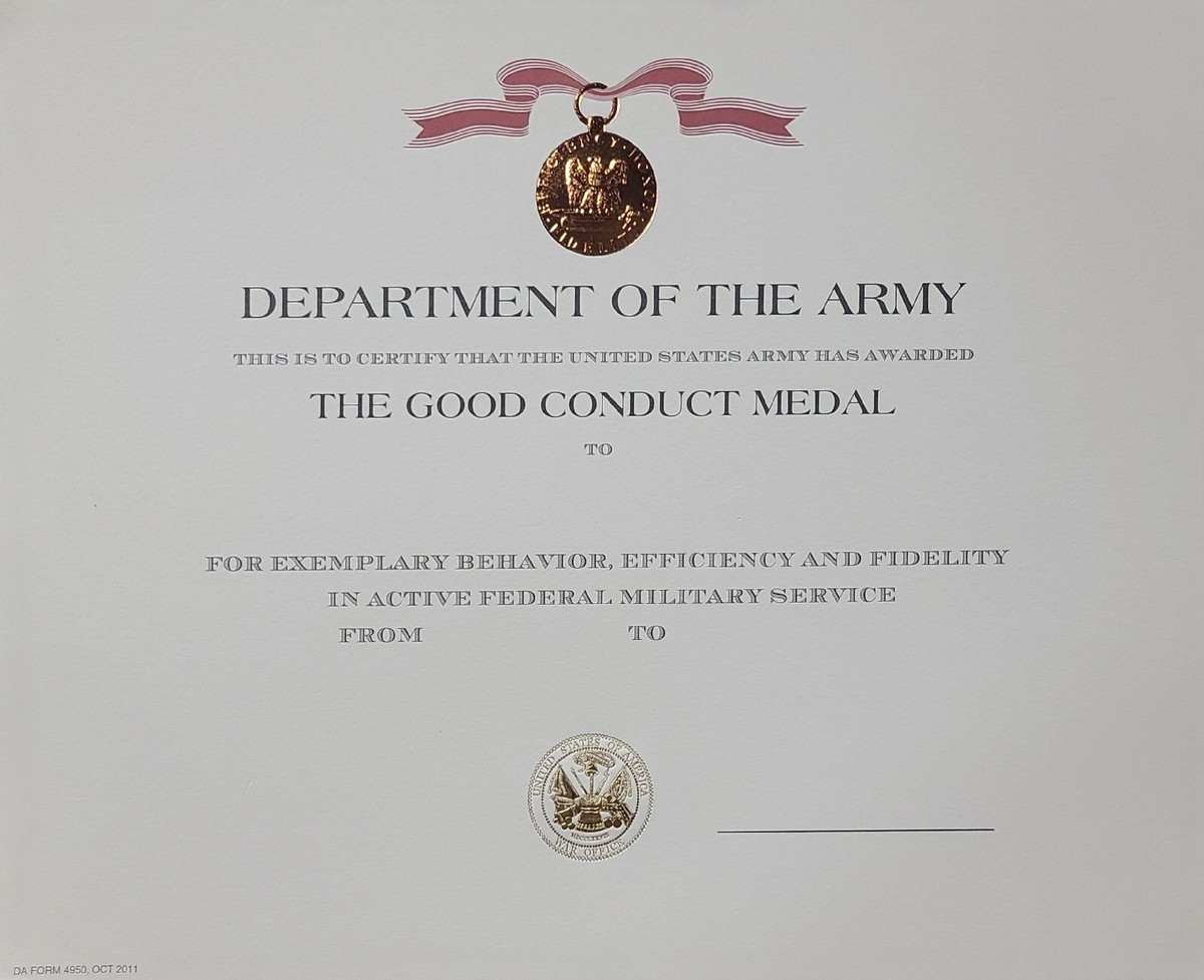 Army Good Conduct Medal Certificate (Original Issue) | eBay army-good-conduct-medal-certificate-original-issue-ebay