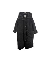 .object Collectors Item Womens Coat Black Hooded Zip Up Long Pockets Size 14
