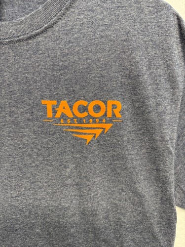 Jerzees Dry Power Tacor Logo Gray T-Shirt M 50/50 Cotton Polyester Blend - Picture 2 of 9