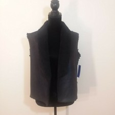 Nygard Black Faux Leather Faux Fur Women's Vest Nwt Size S