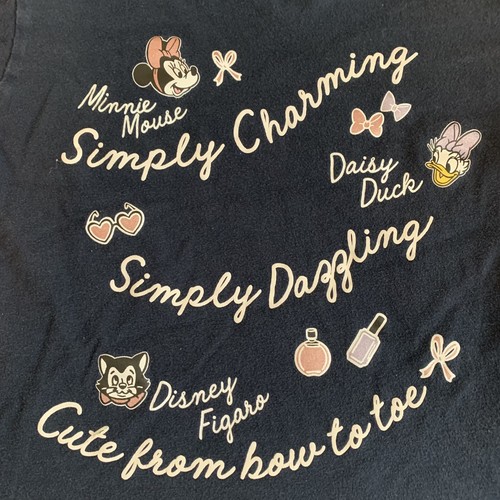 Uniqlo x Disney Graphic T-Shirt Kids 9/10 Navy Short Sleeve Minnie Daisy Figaro - Picture 4 of 8