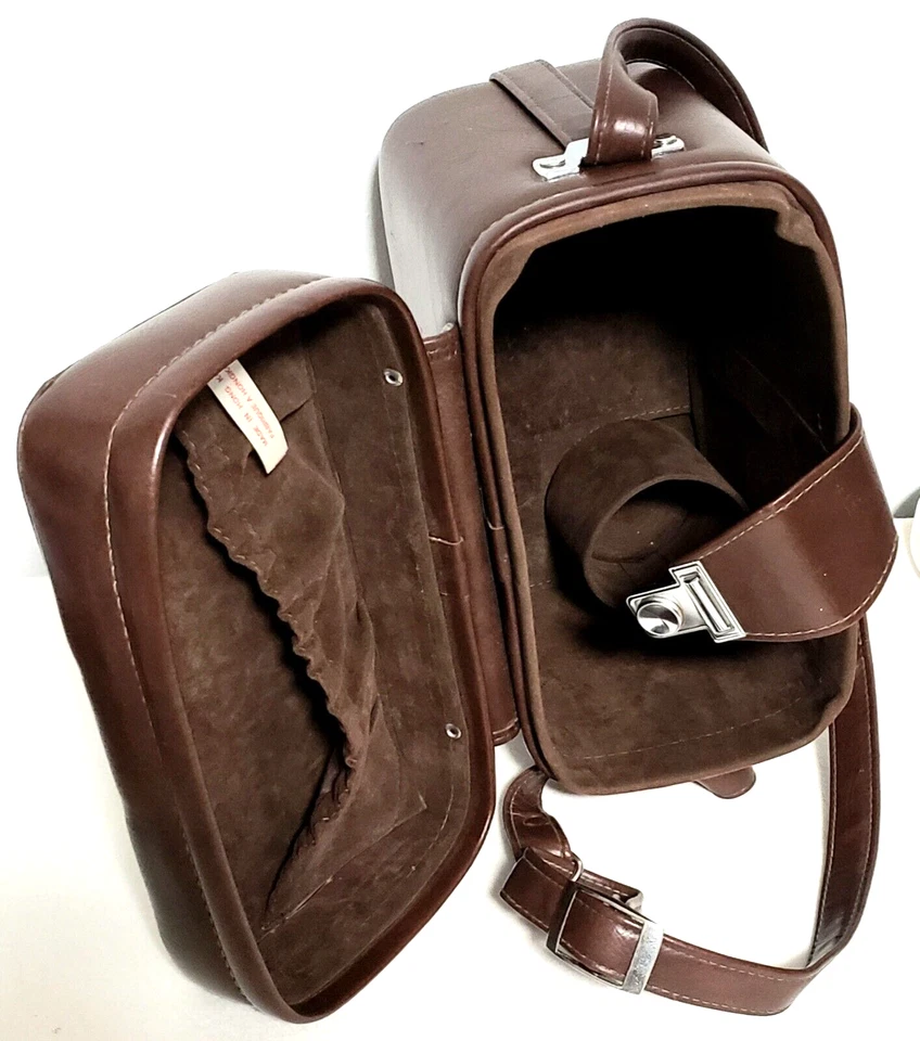 Vintage Leather Camera Bag Hong Kong - 24 x 22 x 12 - Adj. Strap + Button Clasp - Image 3 of 4