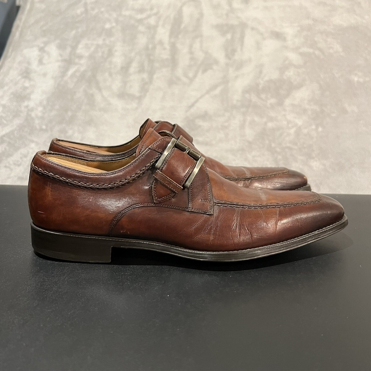 Magnanni Men\'s Single Monk Strap Leather Dress Shoes - Brown size 12 MAGNANNI Lennon Single Monk Strap Brown Dress Shoes 21447  main image 4
