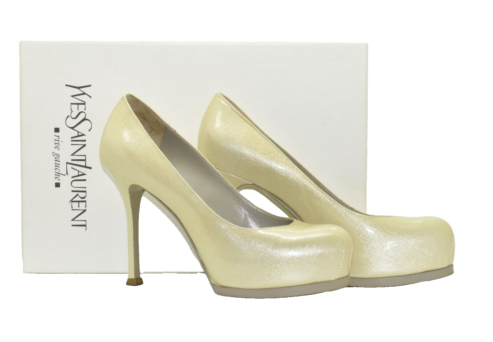 Pompa tacco a spillo C5 originale YVES SAINT LAURENT tribtoo crema vernice misura 37 $795