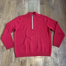 Mens J McLaughlin 100 Cashmere 1/2 Zip Sweater Red Sz Large