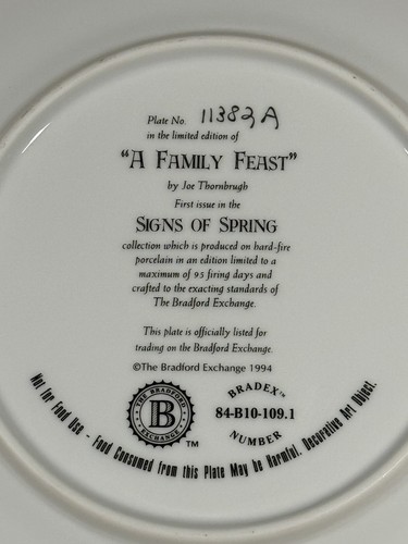 “A Family Feast” Joe Thornbrugh - Signs of Spring - The Bradford Exchange Limit - Picture 3 of 3