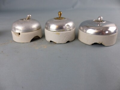 Lot De 4 Interrupteurs Anciens Ronds – Porcelaine Et Chrome, Style Goutte D'eau 9