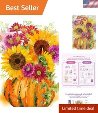 Pumpkin  Sunflowers 5D Diamond Painting Kit - 13" x 19" Floral Art