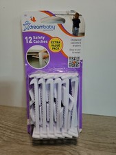 Dreambaby 12 Safety Catches Childproof Cabinets Drawers White