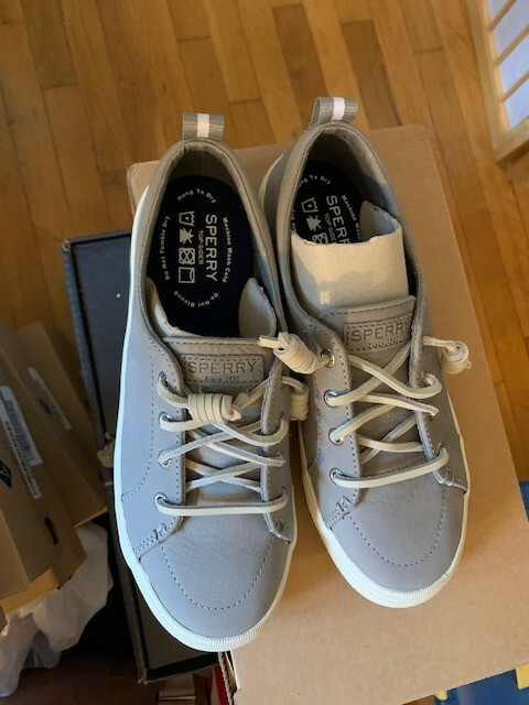 Sperry Crest Vibe Washable Leather Slip-On Sneakers Grey Size M