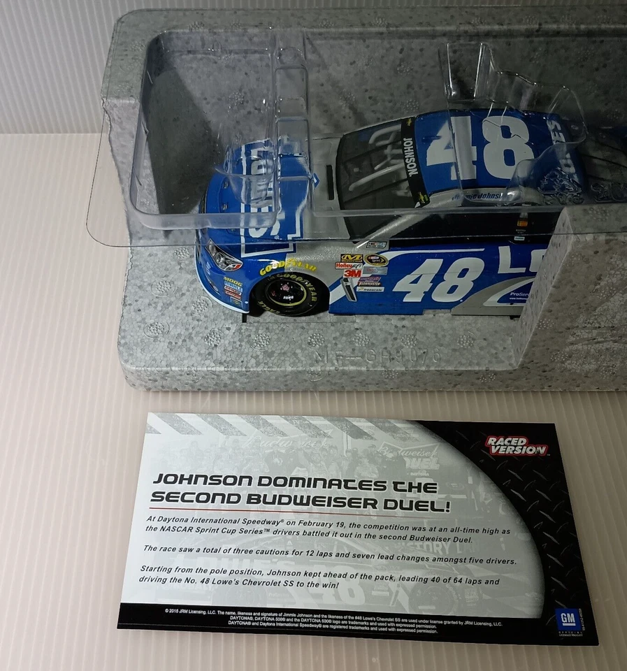 Jimmie Johnson #48 2015 1/24 Lowes Chevy SS Bud Duel Win Nascar Sprint Diecast - Image 3 of 4