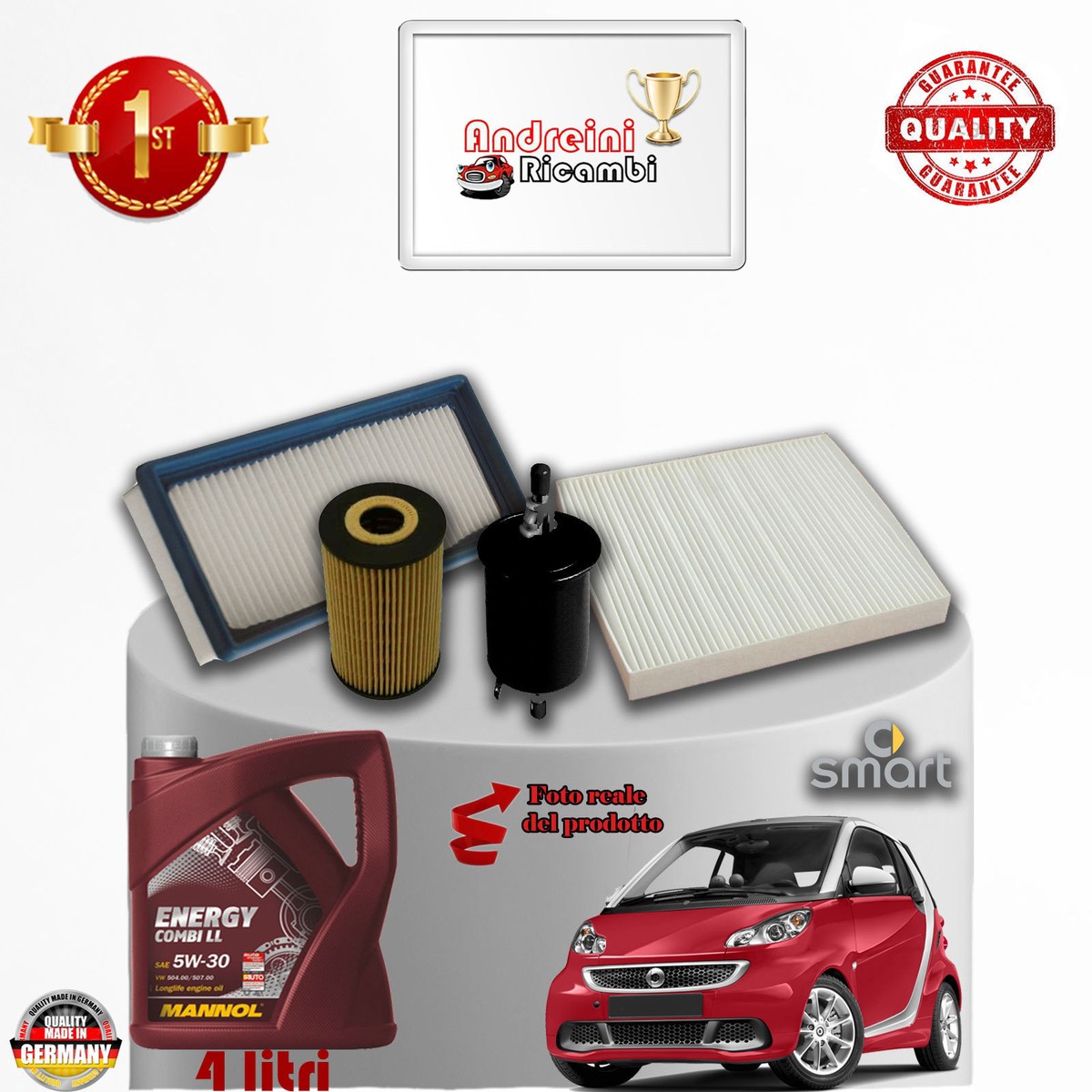 KIT TAGLIANDO SMART 450 800 CDI DIESEL 4 FILTRI 3 LT OLIO MOBIL1 5W30 - Foto 9